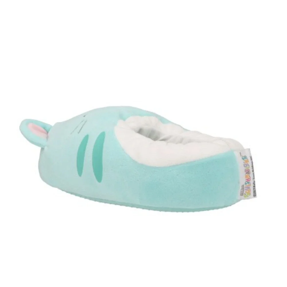 SQUISHMALLOWS CAT Girls Slippers Size 4-5 Teal Color NWT ULTRASOFT!